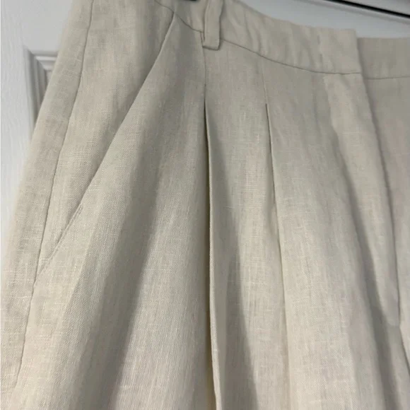 Anthropologie x Farm Rio Tan Linen Wide Leg Pants Medium - Picture 4 of 13